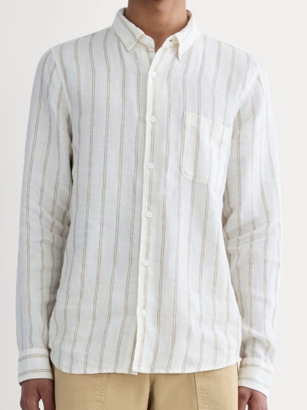 Everlane NWT The Classic Shirt in Linen Bone Cornstalk Stripe Button Down XL